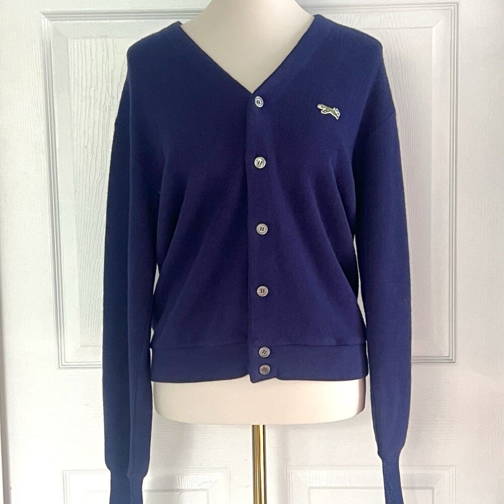 Vintage JCPenney The Fox Sweater Navy Blue Button-Front Cardigan Mens sz M